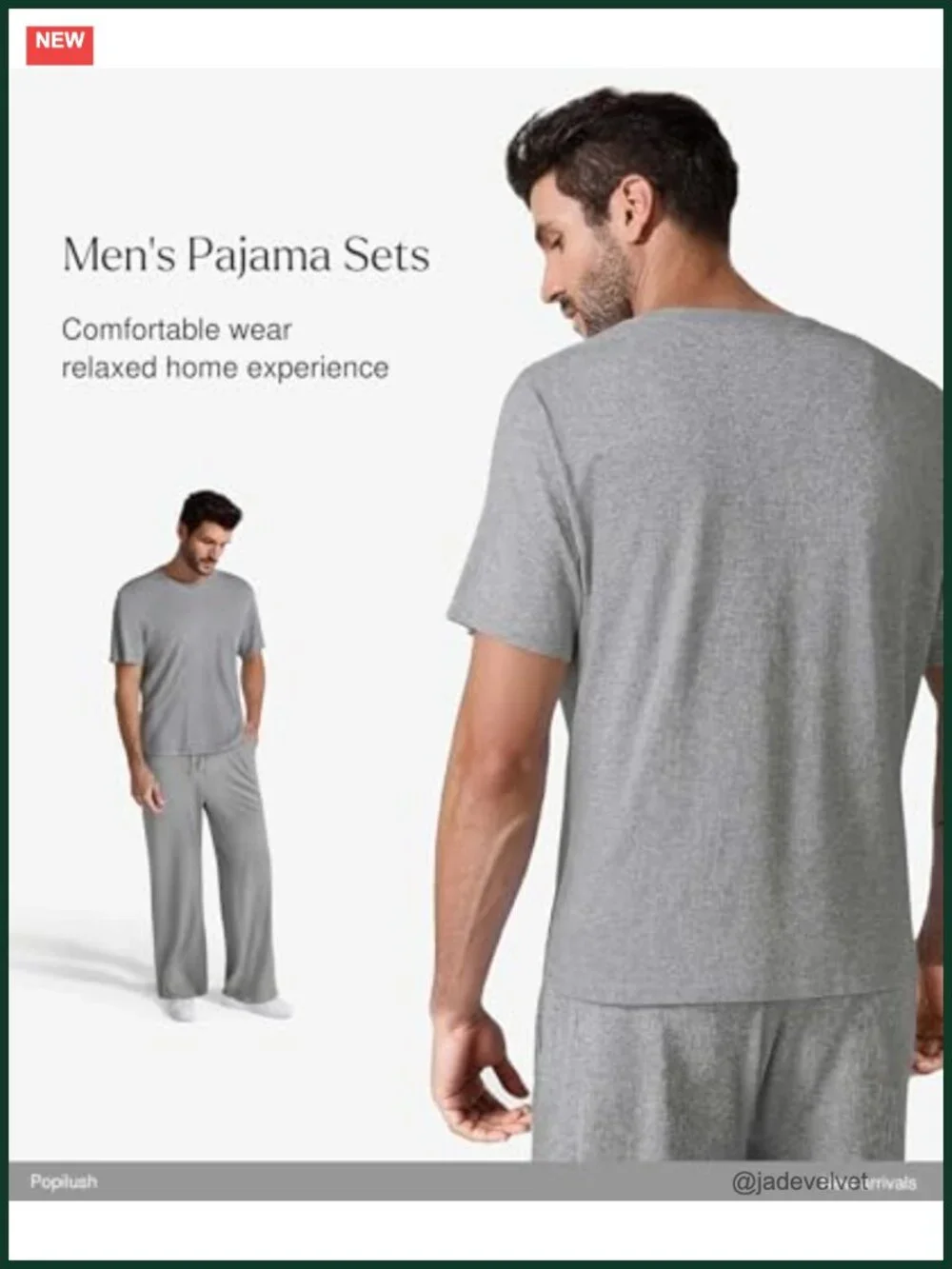 Men's Modal Pajama Set Short Sleeve Crewneck Lounge Set with Pockets